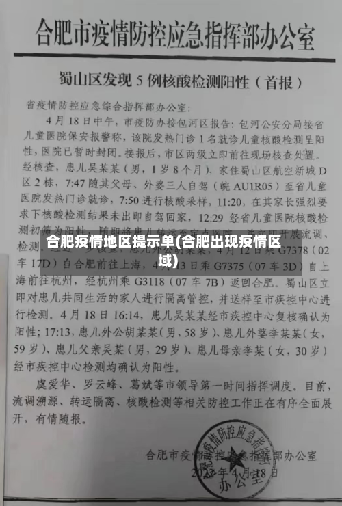 合肥疫情地区提示单(合肥出现疫情区域)