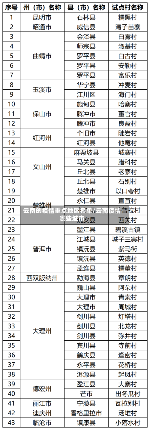 云南的疫情重点地区名单/云南疫情哪些城市-第3张图片