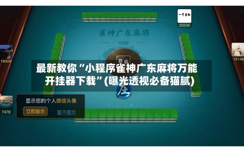 最新教你“小程序雀神广东麻将万能开挂器下载”(曝光透视必备猫腻)-第3张图片