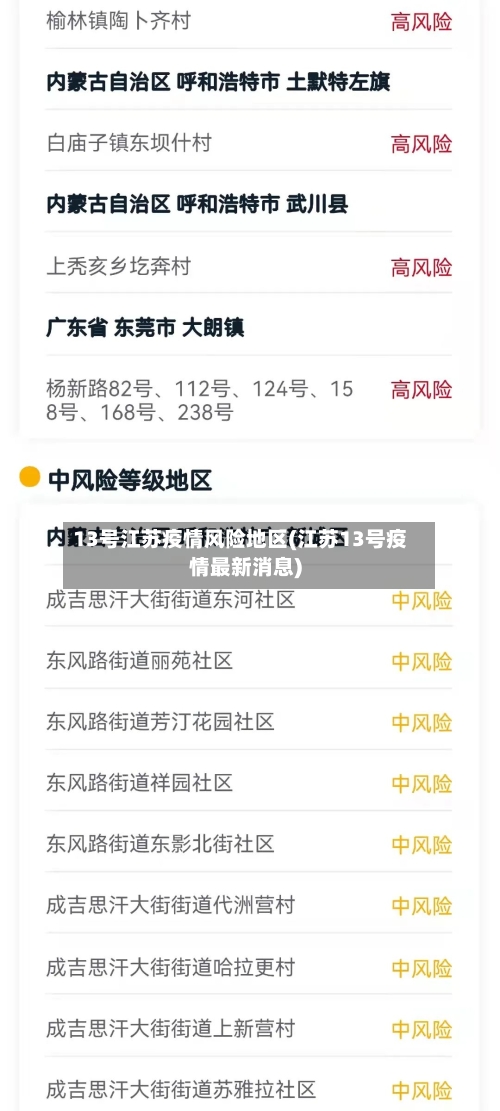 13号江苏疫情风险地区(江苏13号疫情最新消息)