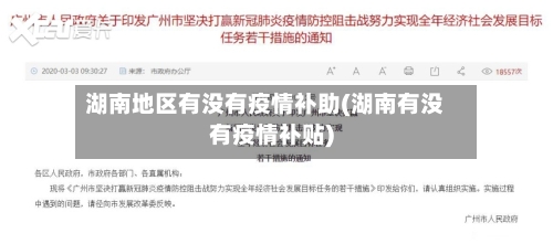 湖南地区有没有疫情补助(湖南有没有疫情补贴)
