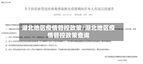 湖北地区疫情管控政策/湖北地区疫情管控政策查询