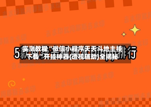 实测教程“微信小程序天天斗地主挂下载”开挂神器{透视辅助}全揭秘-第2张图片