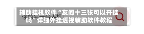 辅助挂机软件“友间十三张可以开挂吗”详细外挂透视辅助软件教程-第2张图片