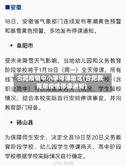 合肥疫情中小学停课地区(合肥教育局疫情停课通知)
