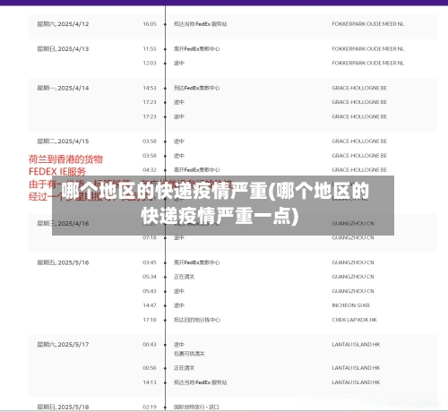 哪个地区的快递疫情严重(哪个地区的快递疫情严重一点)