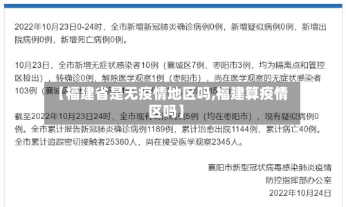 【福建省是无疫情地区吗,福建算疫情区吗】